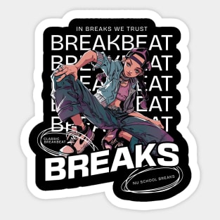 BREAKBEAT  - Breaks Girl (White) Sticker